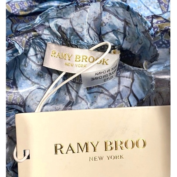 RAMY BROOK Tatum Leaf Floral Print Long Sleeve Pleated Ruffle Mini Dress Medium - Picture 10 of 11